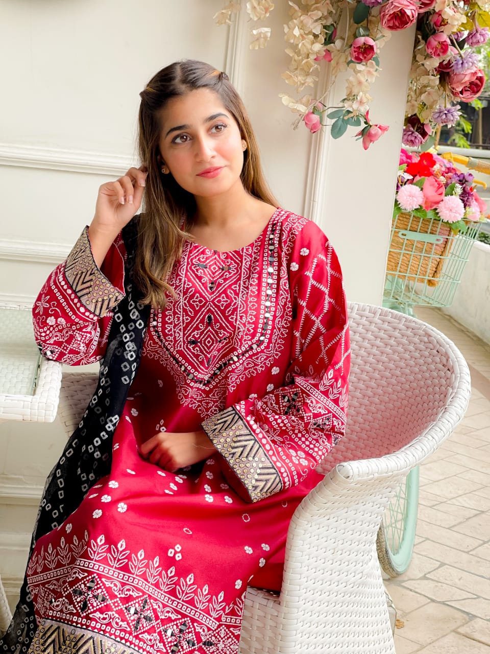 CHUNRI SILK RED 3PC
